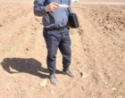 عملیات آماده سازی زمین و پایش جمعیت علف‌های هرز مزرعه گندم دیم در روستای نجف‌آباد آشتیان